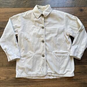 Eddie Bauer Women’s M Corduroy Jacket Beige Lined Button Front Pockets